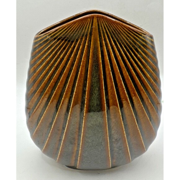 ROSENTHAL Studio Line VASE Ceramic Brown Matte 5.75” Minimalist Shell Clam - Picture 1 of 8